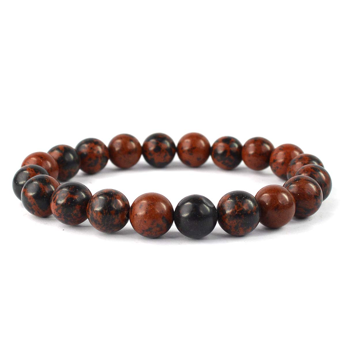 Divinity Crystals Mahogany Gemstone Bracelet for Reiki Healing and Chakra Balance - 8mm Semi Precious Round Beads Default Title